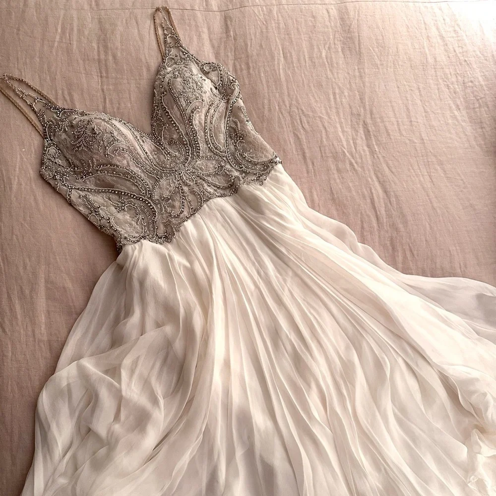 Customized Martina Liana 938 Boho Ivory Silk And Lace Wedding Dress Size 12 US - Picture 1 of 16